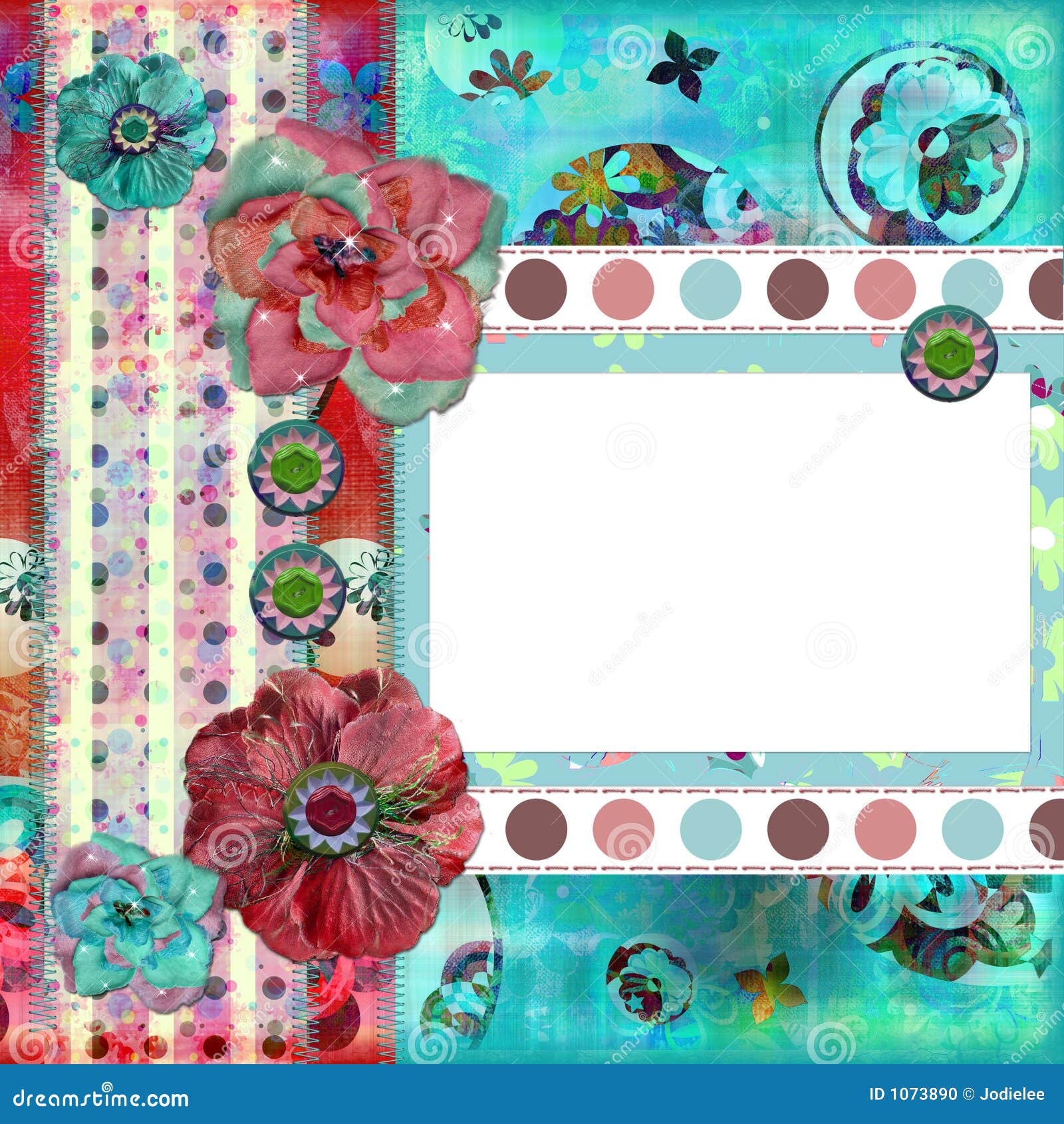 shabby floral photo frame or scrapbooking background