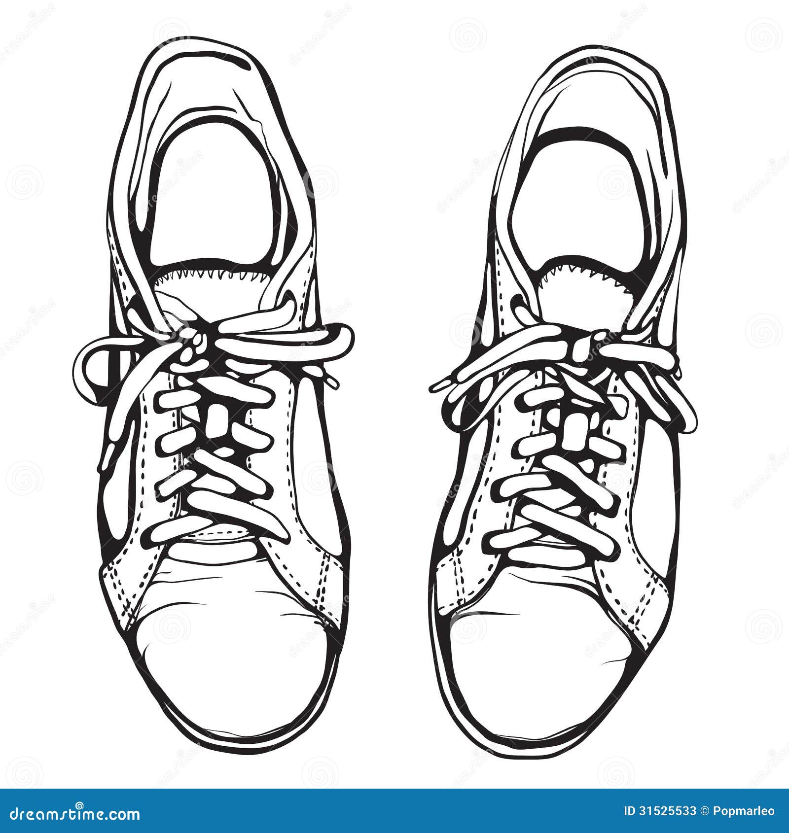 Shabby Running Shoes in Black Ink Stock Vector - Illustration of ...
