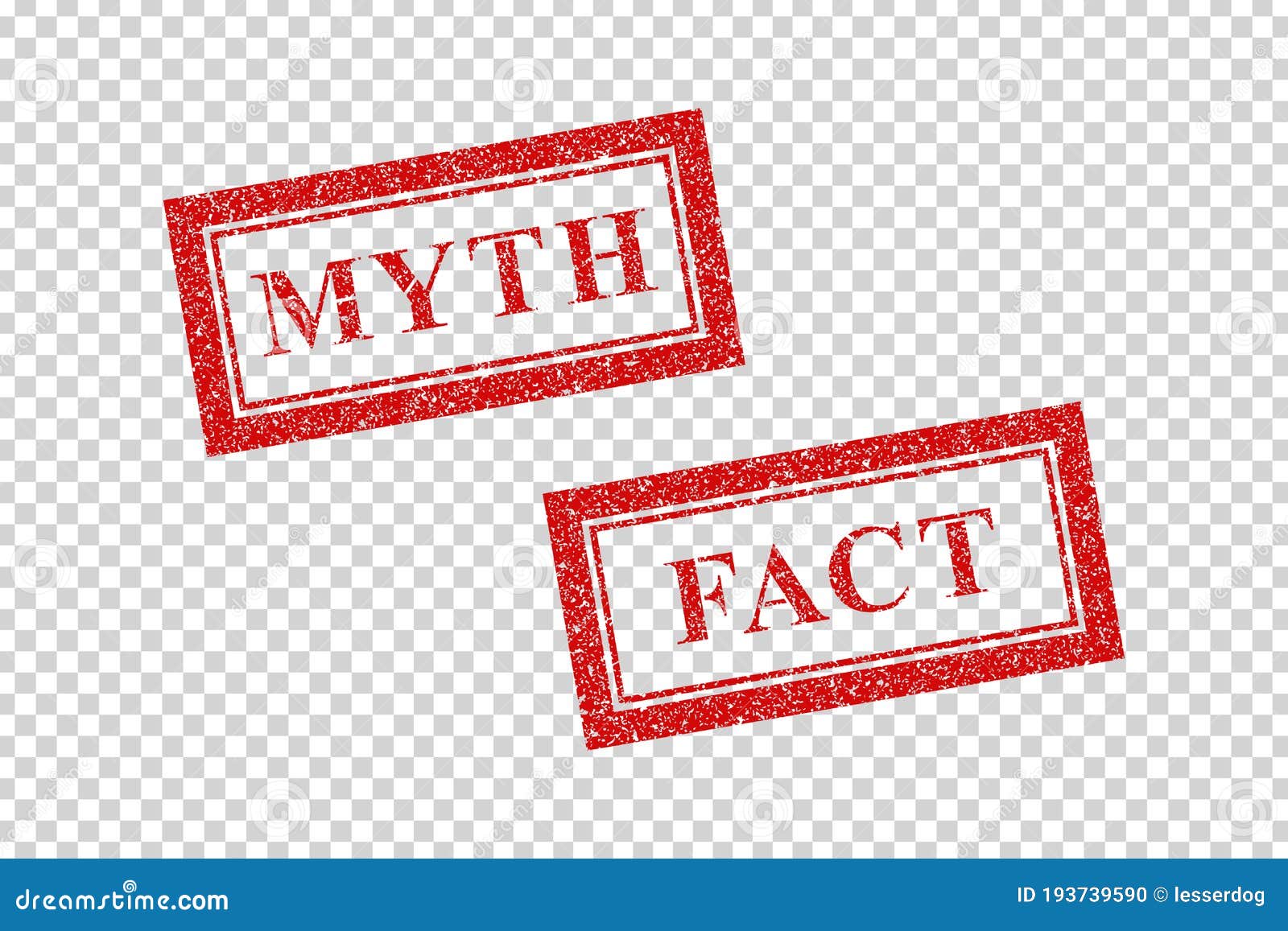  realistic  red rubber stamp of myth and fact logo for template decoration on the transparent background.