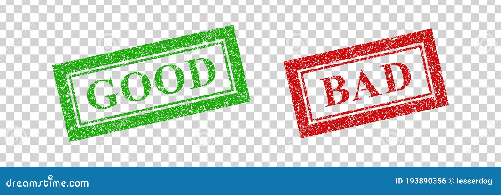 Vector Realistic Isolated Rubber Stamp of Good and Bad Logo for