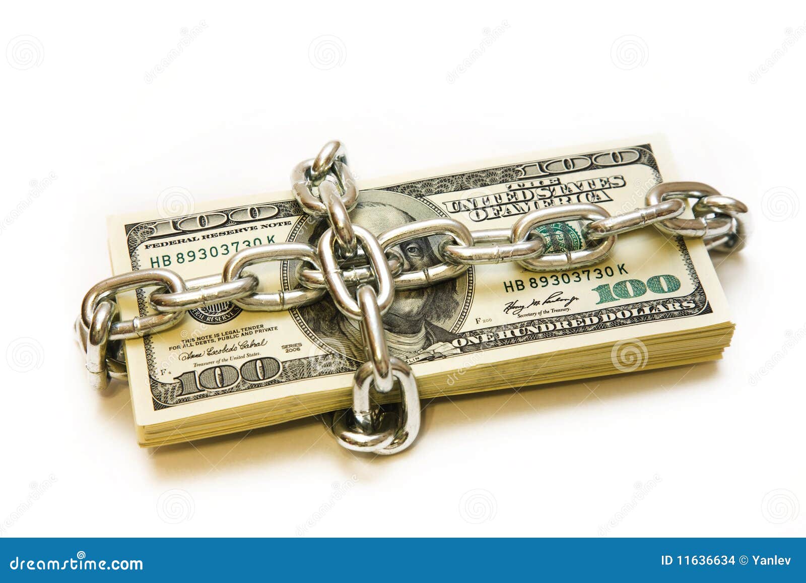 Shackled stack of dollars stock photo. Image of currency 11636634