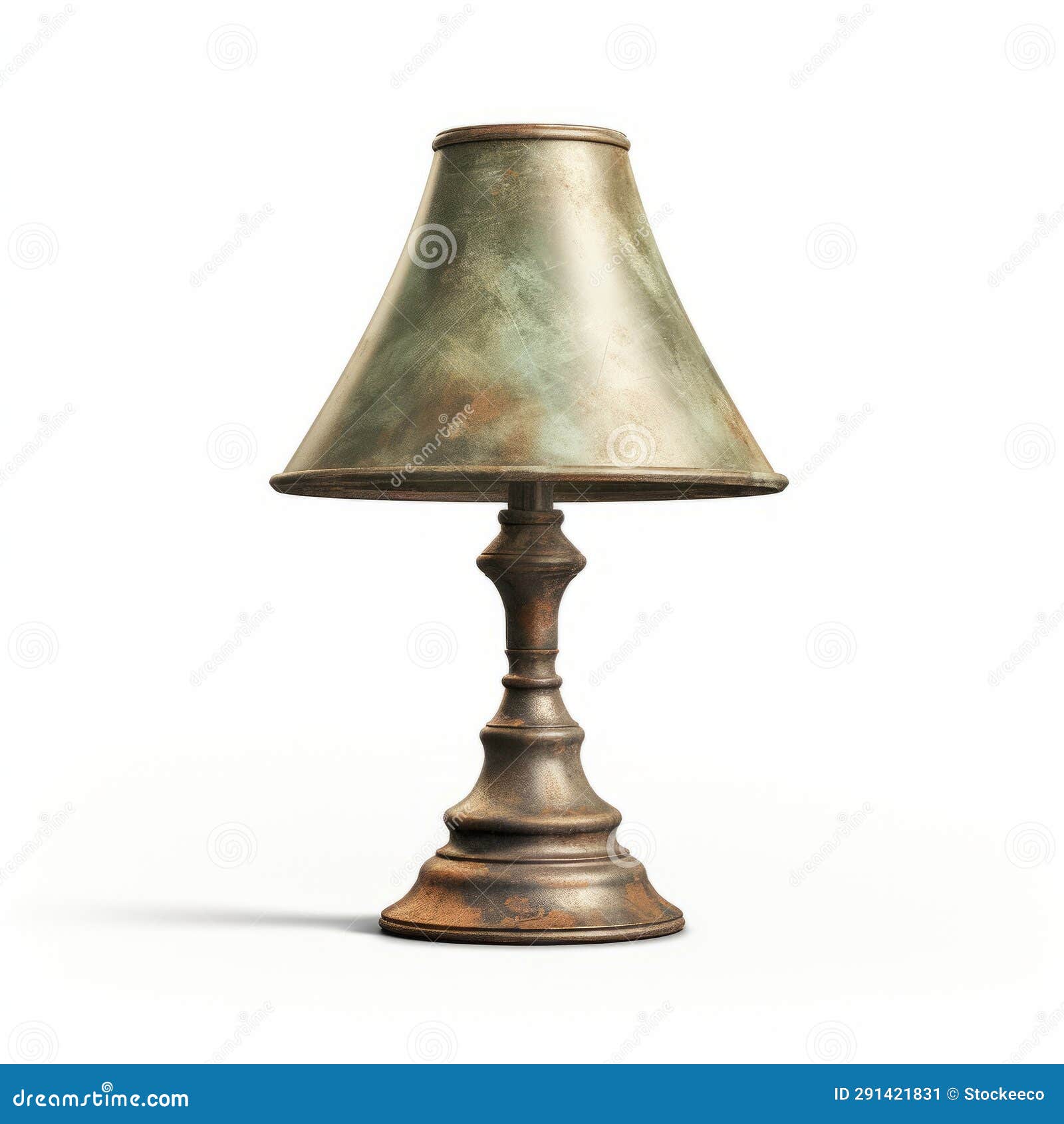sleek carved metal table lamp in tonalist style - digital 