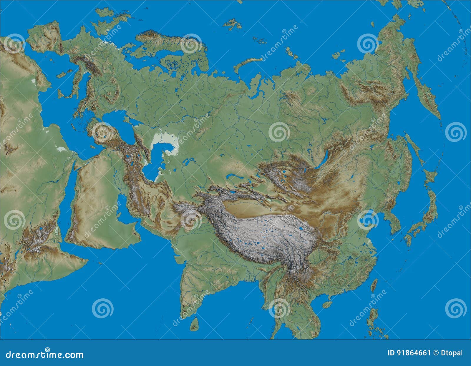 Shaded Relief Eurasia Map Stock Illustration Illustration Of Digital