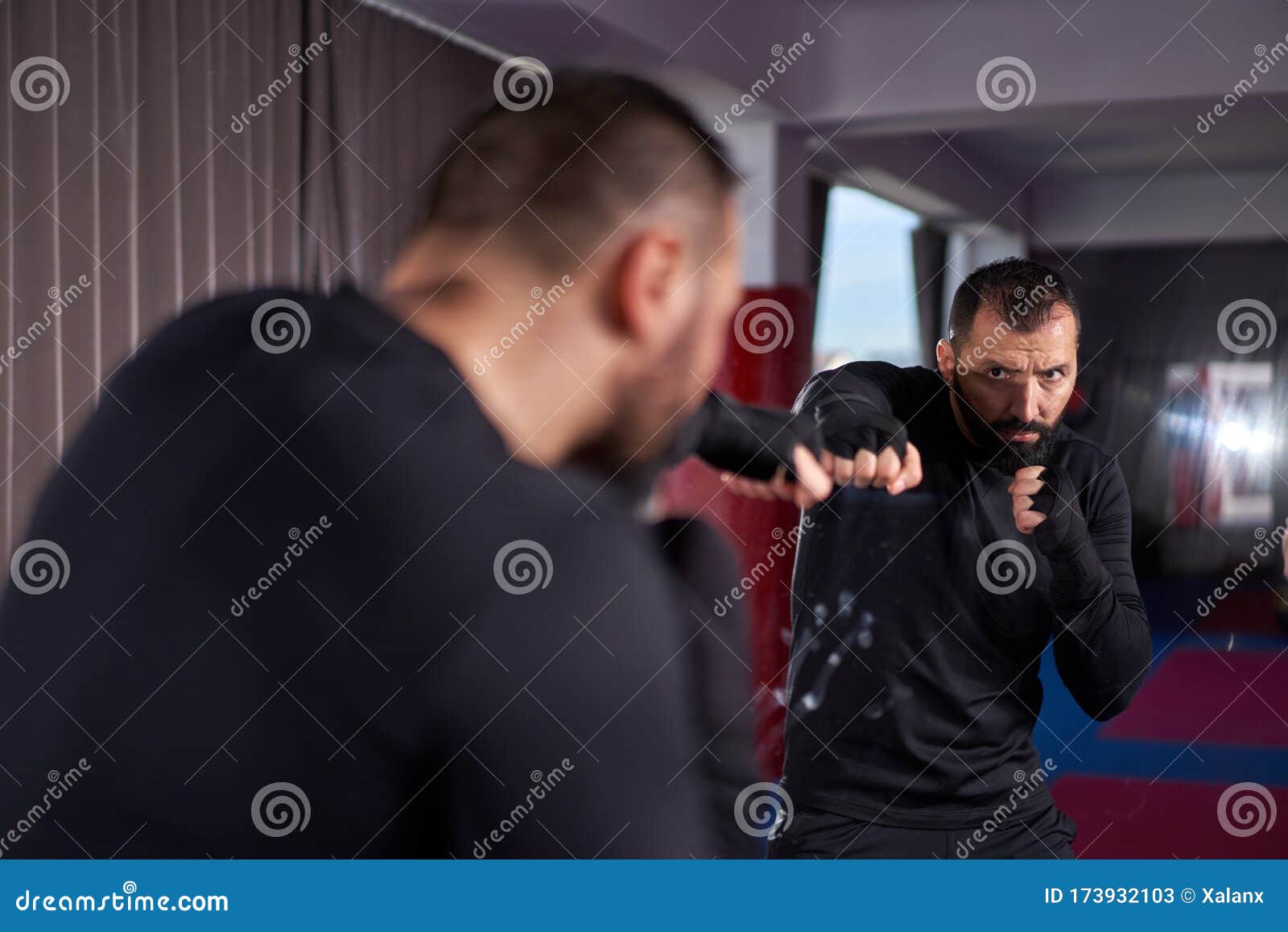 Shadow Boxing in the Mirror Stock Image Image of activity, healthy