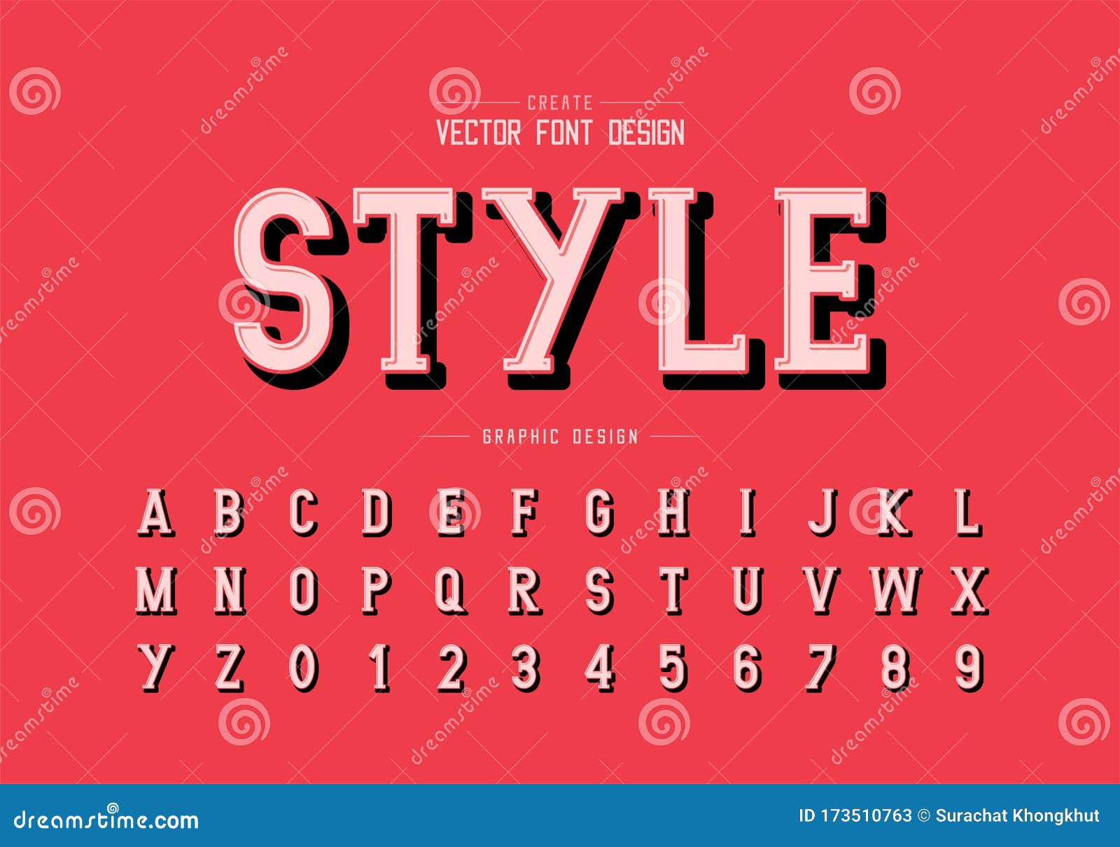 shadow font and alphabet , writing style typeface letter and number 
