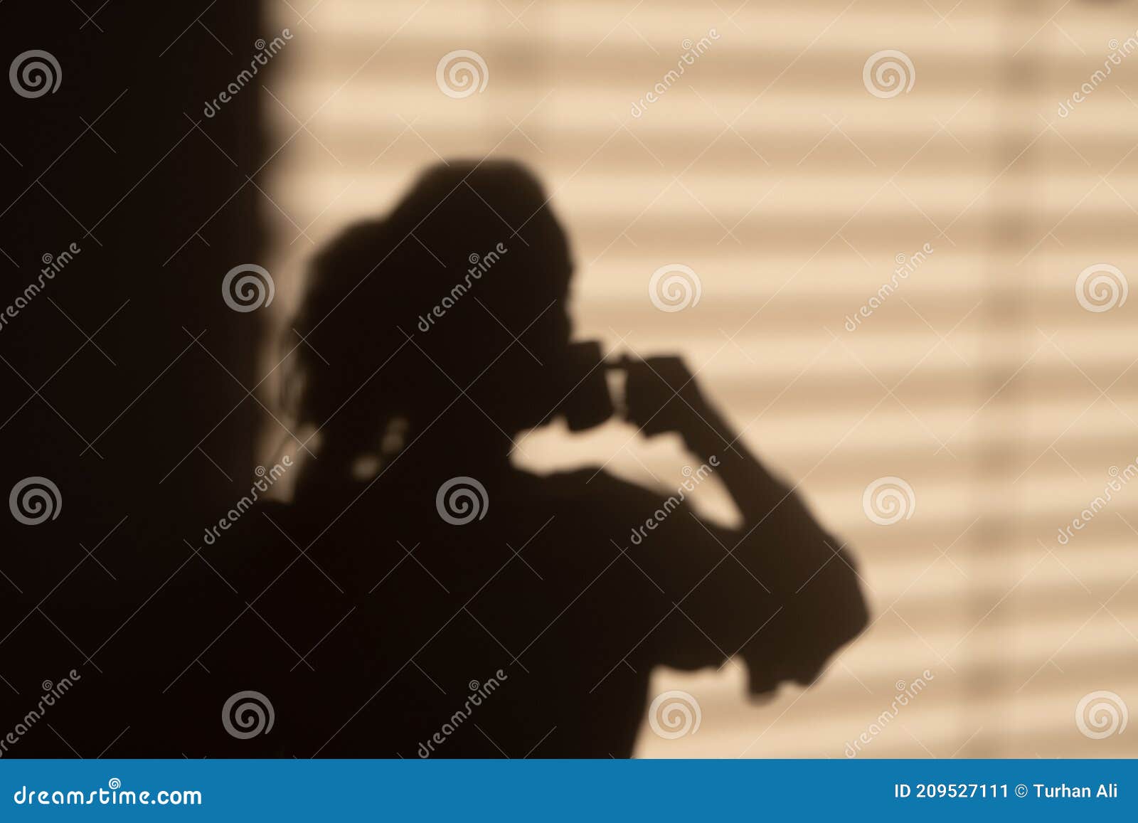 Shadow of a Girl Drinking Coffee Stock Image - Image of coffee ...