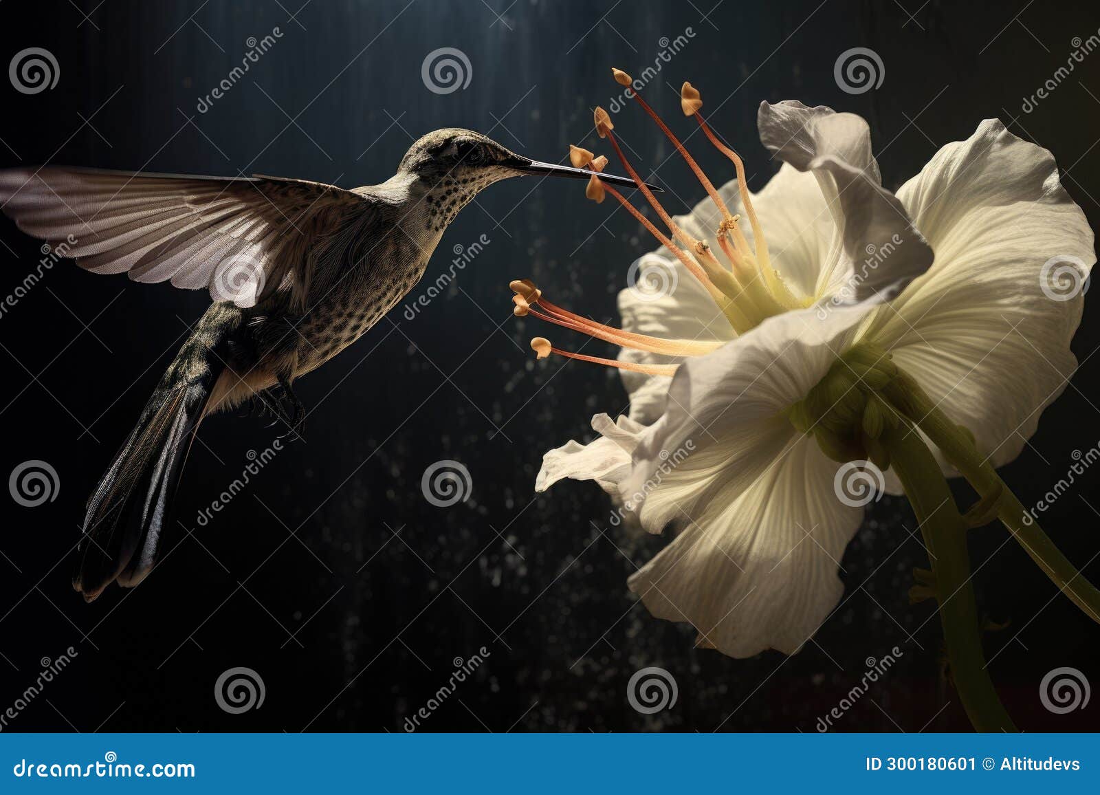 Shadow of a Hummingbird on a Blooming Flower Stock Image Image of