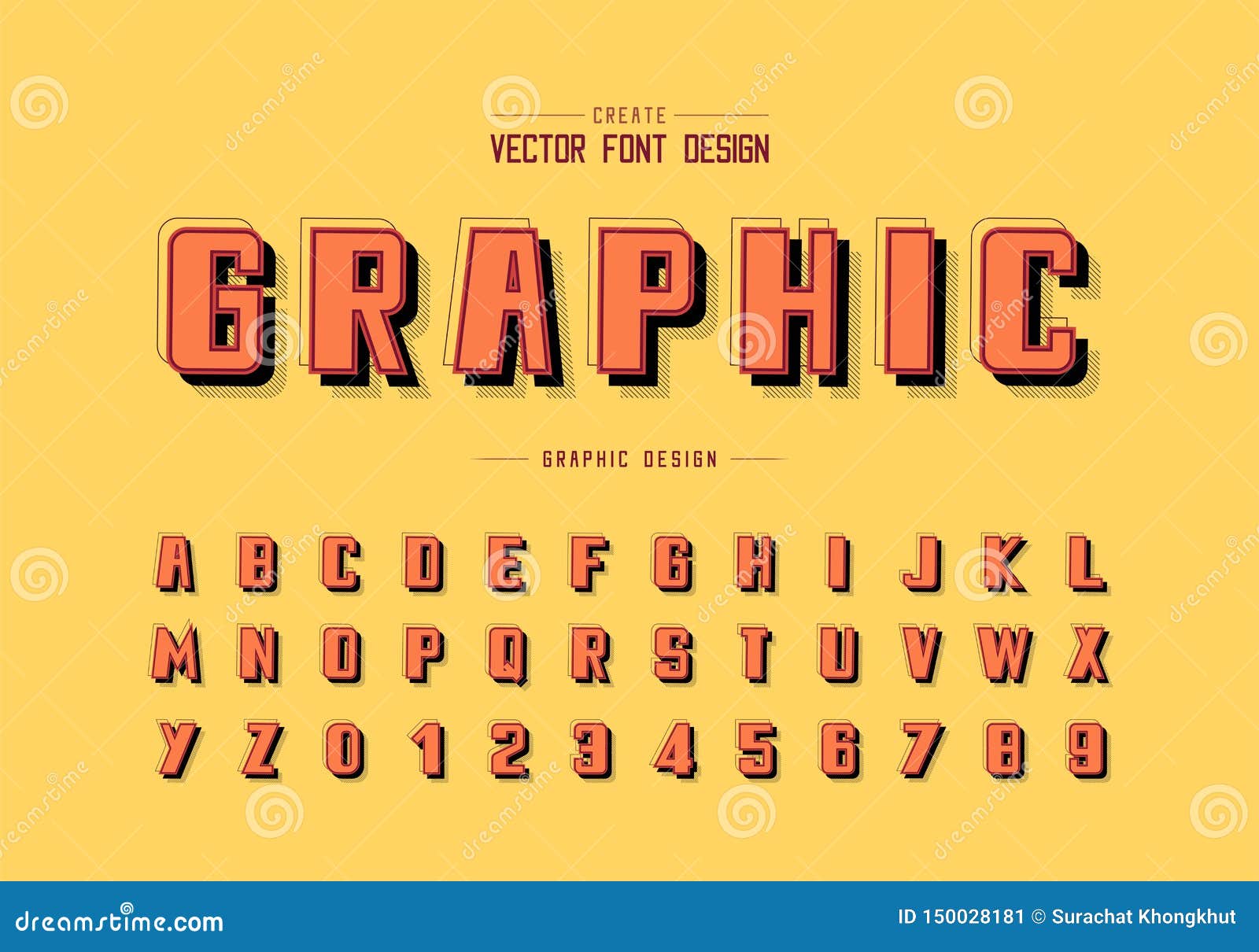 Shadow and Line Bold Font Vector, Alphabet Typeface and Number Design ...