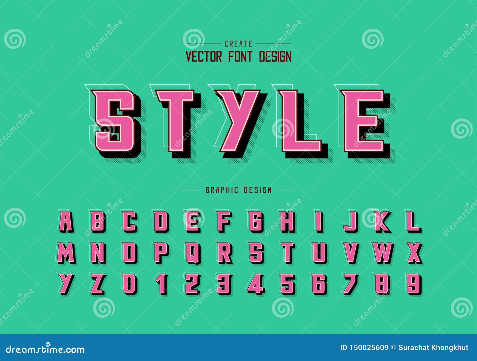 Shadow and Line Font Vector, Alphabet Bold Modern Typeface and Letter ...