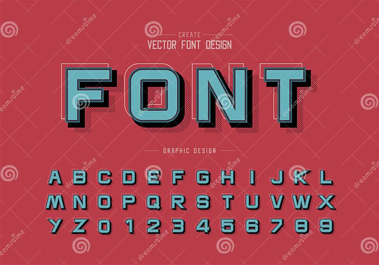Shadow and Line Font Vector, Alphabet Design Typeface Letter and Number ...