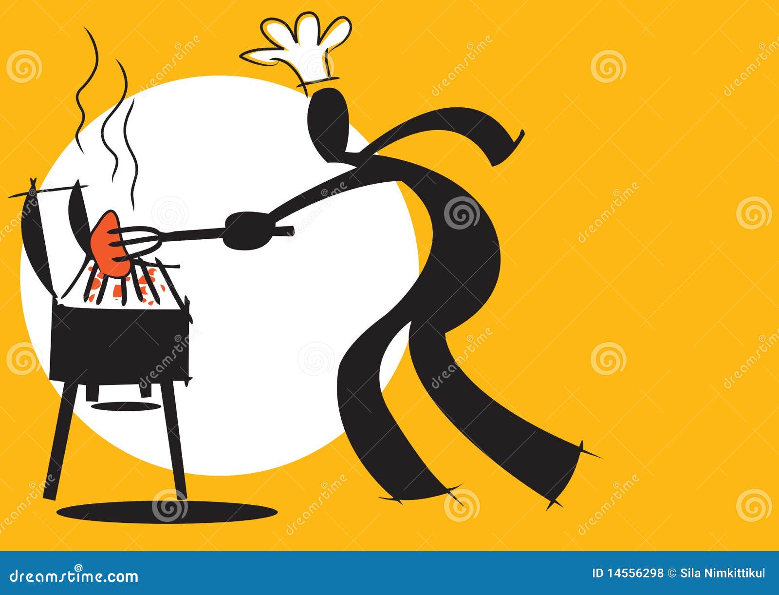 Shadow Man Cooking Barbecue Stock Vector - Illustration of ladleful ...