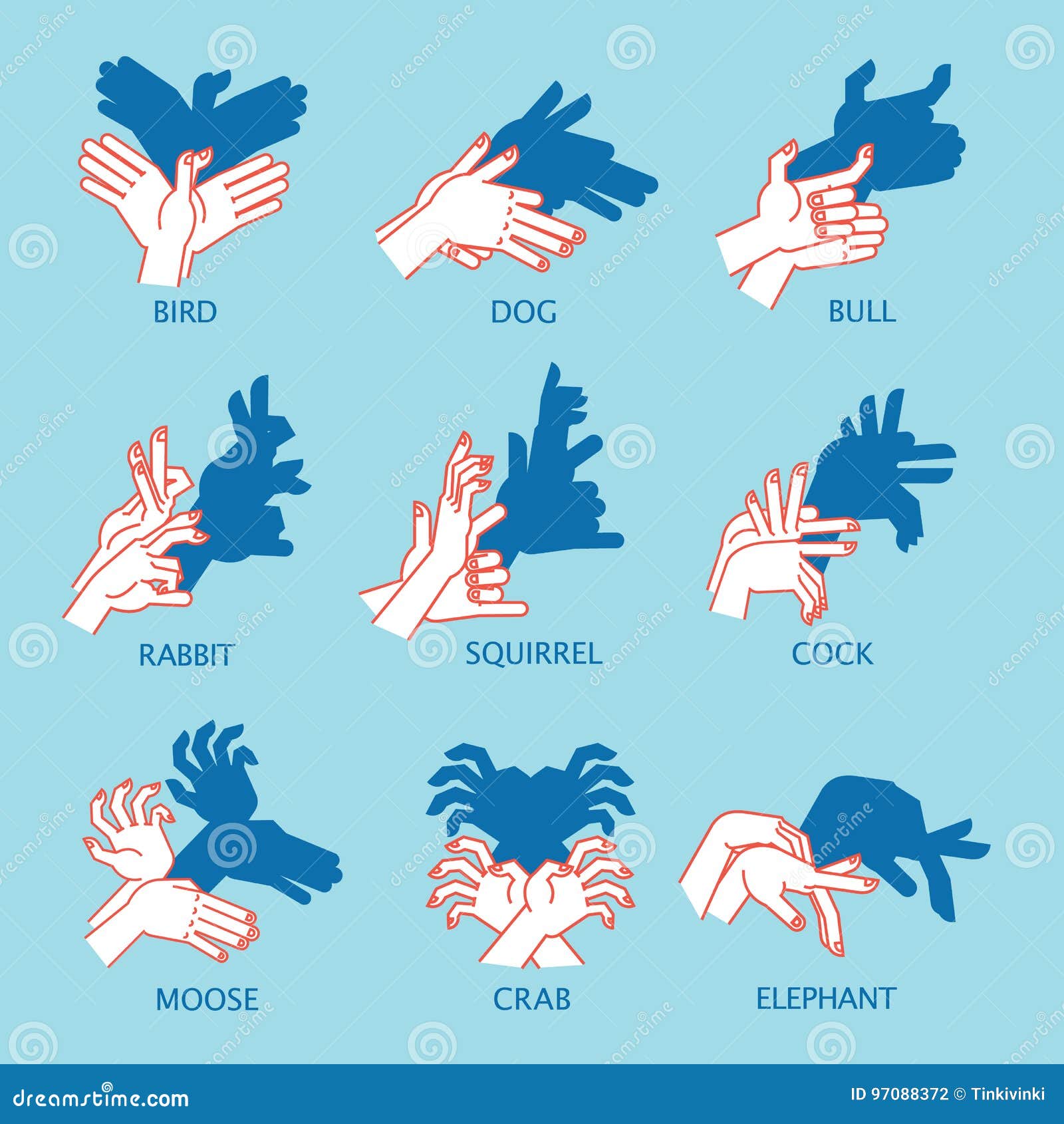 shadow theater. hands gesture like flying bird.   of shadow hand puppet.