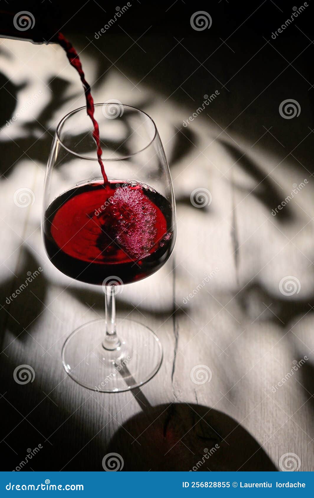 Shadows, Sunlight and Glass of Dry Red Wine Stock Image Image of