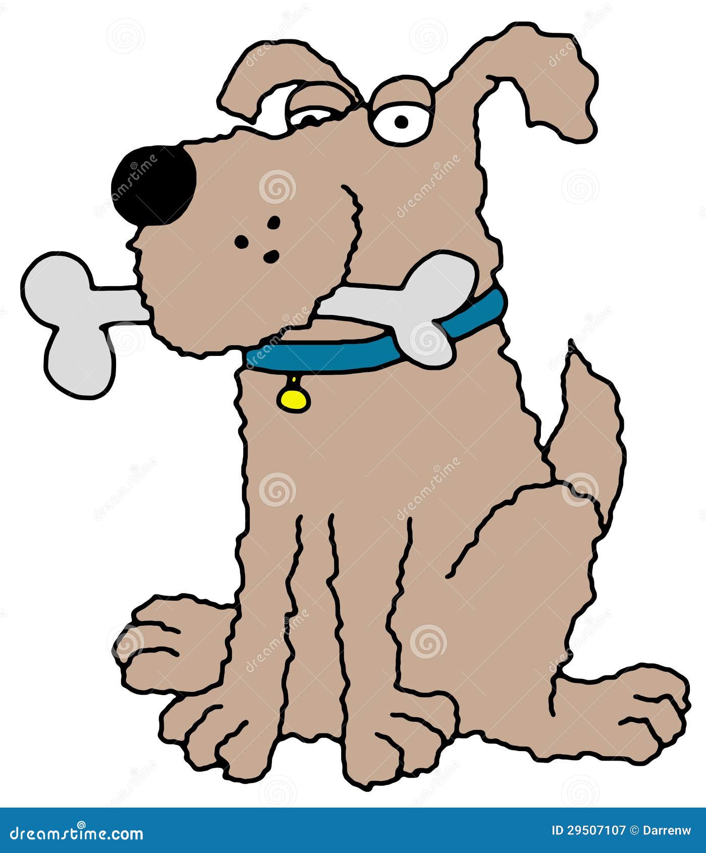 Shaggy собака. Иллюстрация изолированной Shaggy собаки держа косточку
