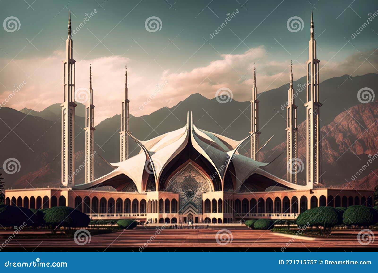 shah faisal masjid mosque. created with generative artificial intelligence technology.