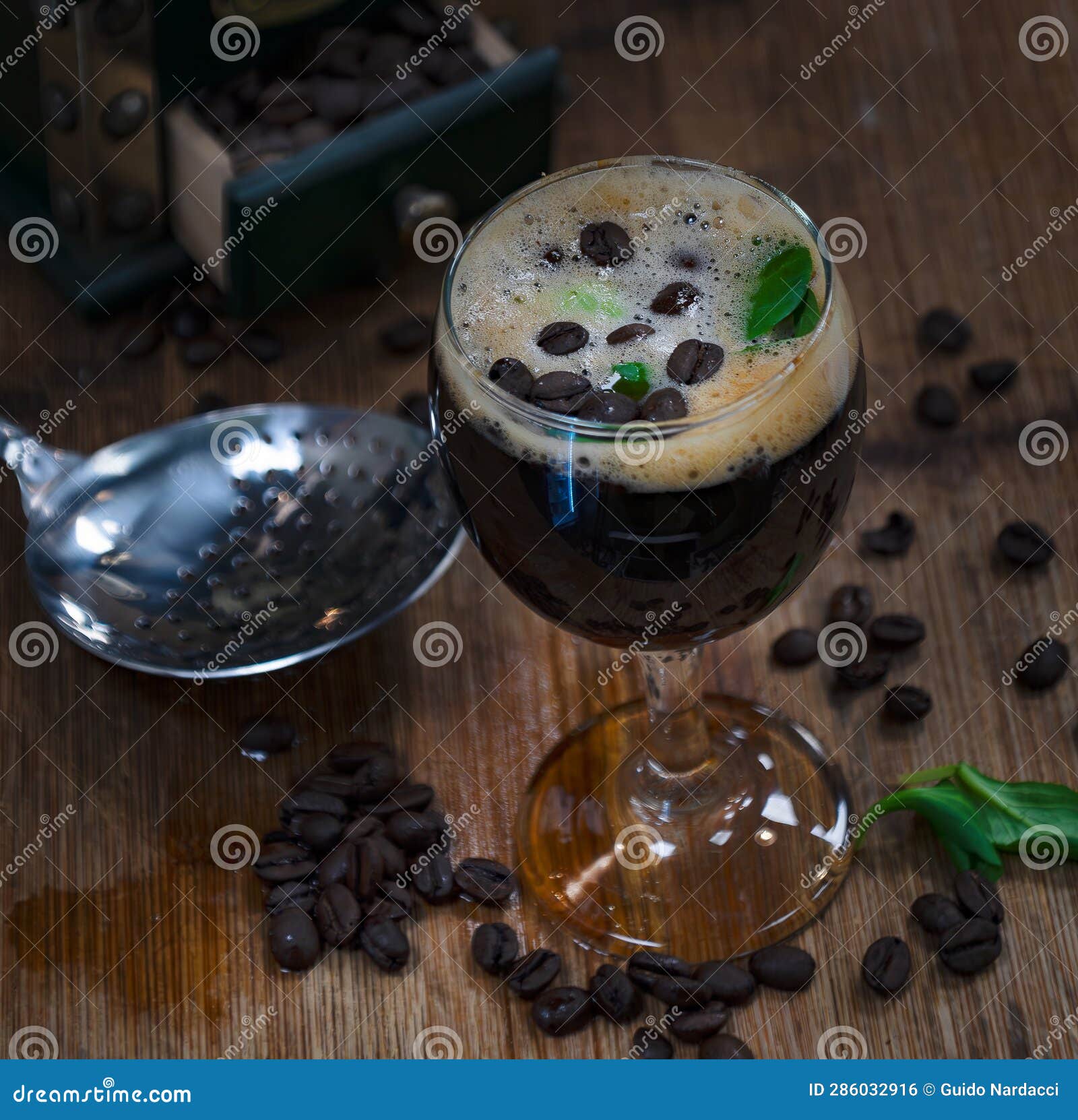 Shaken Coffee on a Bar Counter Stock Photo Image of fruit, dish