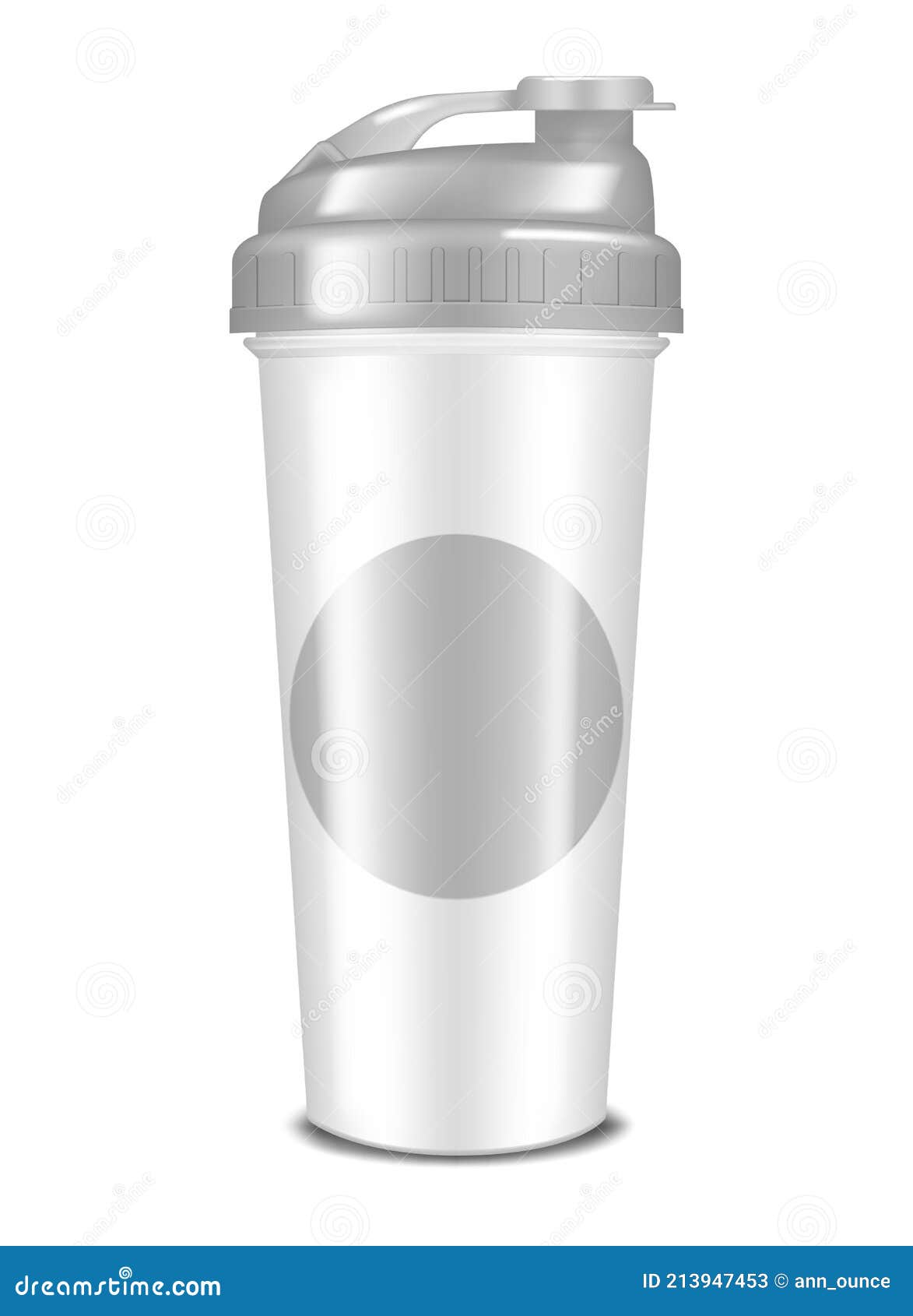 Shaker Tumbler Bottle, Realistic Vector Mockup. White Blank Sport