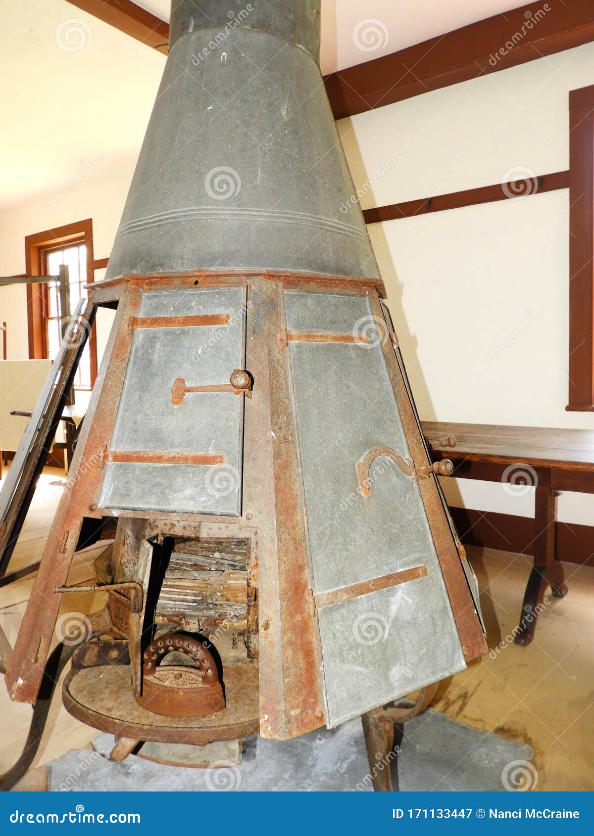 Shaker Village Laundry Ironing Room Heating Stove Stock Image Image