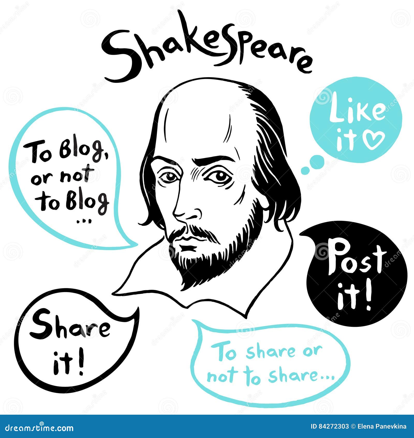 Shakespeare Porträt Mit Spracheblasen Und Lustigem Zitat Des Social