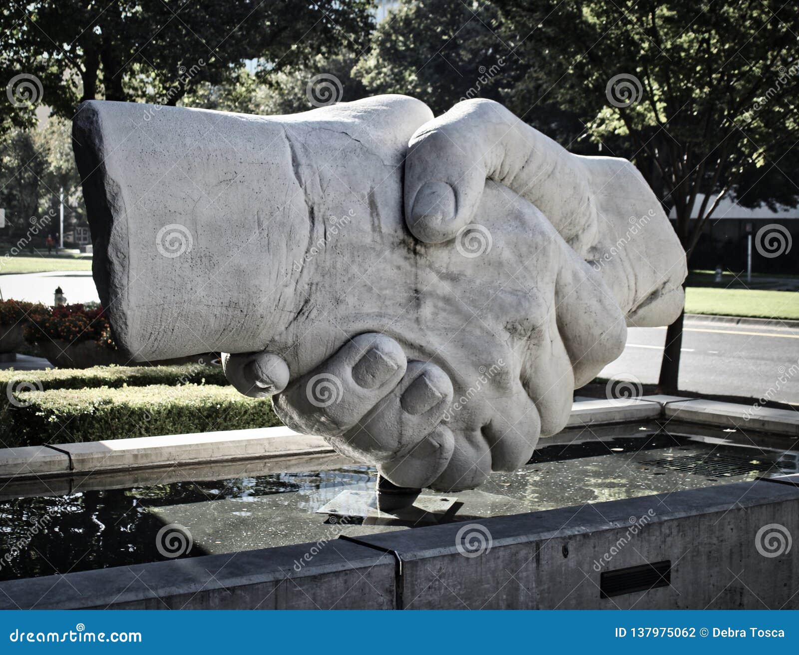 Shaking Hands Concrete Monument Editorial Photography Image of
