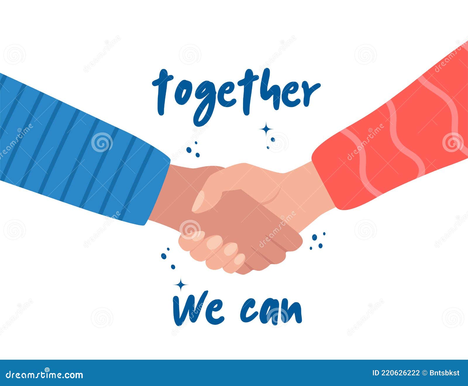 Shaking Hands and Phrase Together we Can. Teamwork, Friendship, Unity