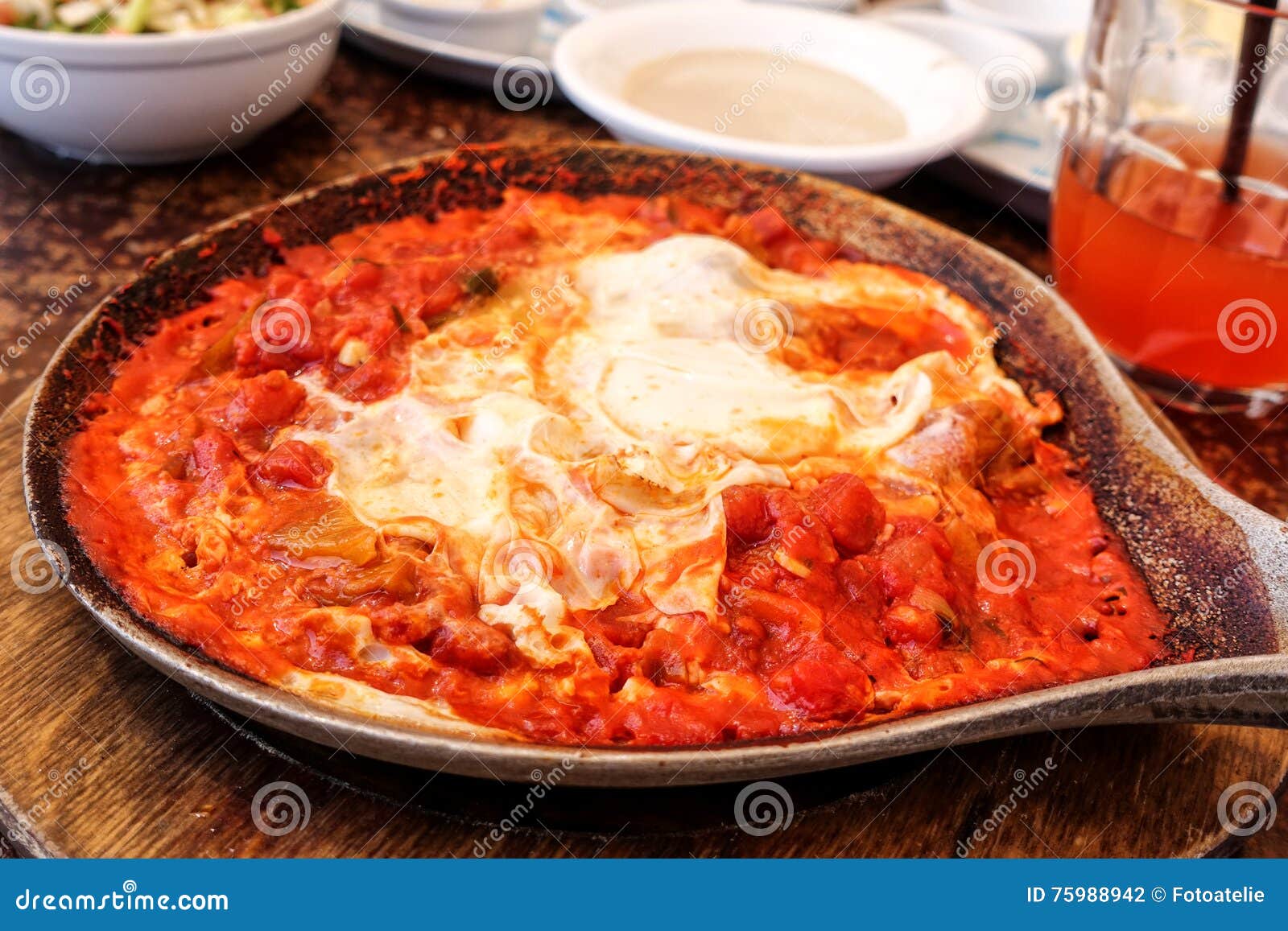 Shakshuka with Eggs and Tomato in a Cast Iron Pan Stock Photo Image of healthy, scrambled