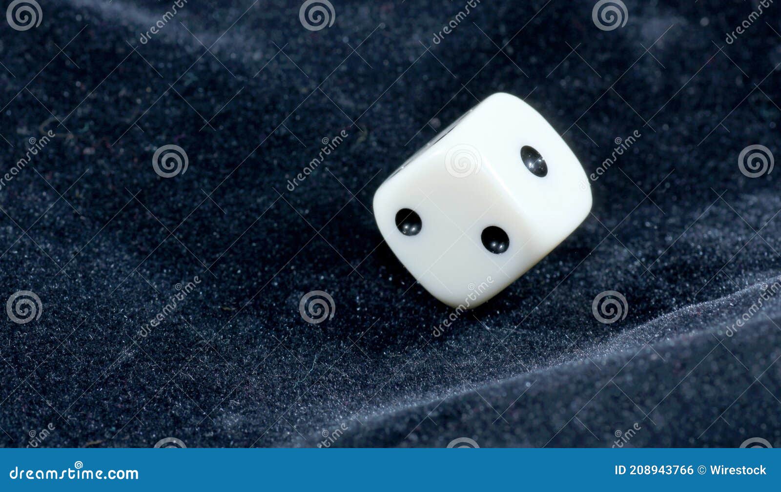 Shallow Focus of Dice on a Blue Textile Surface Stock Photo Image of