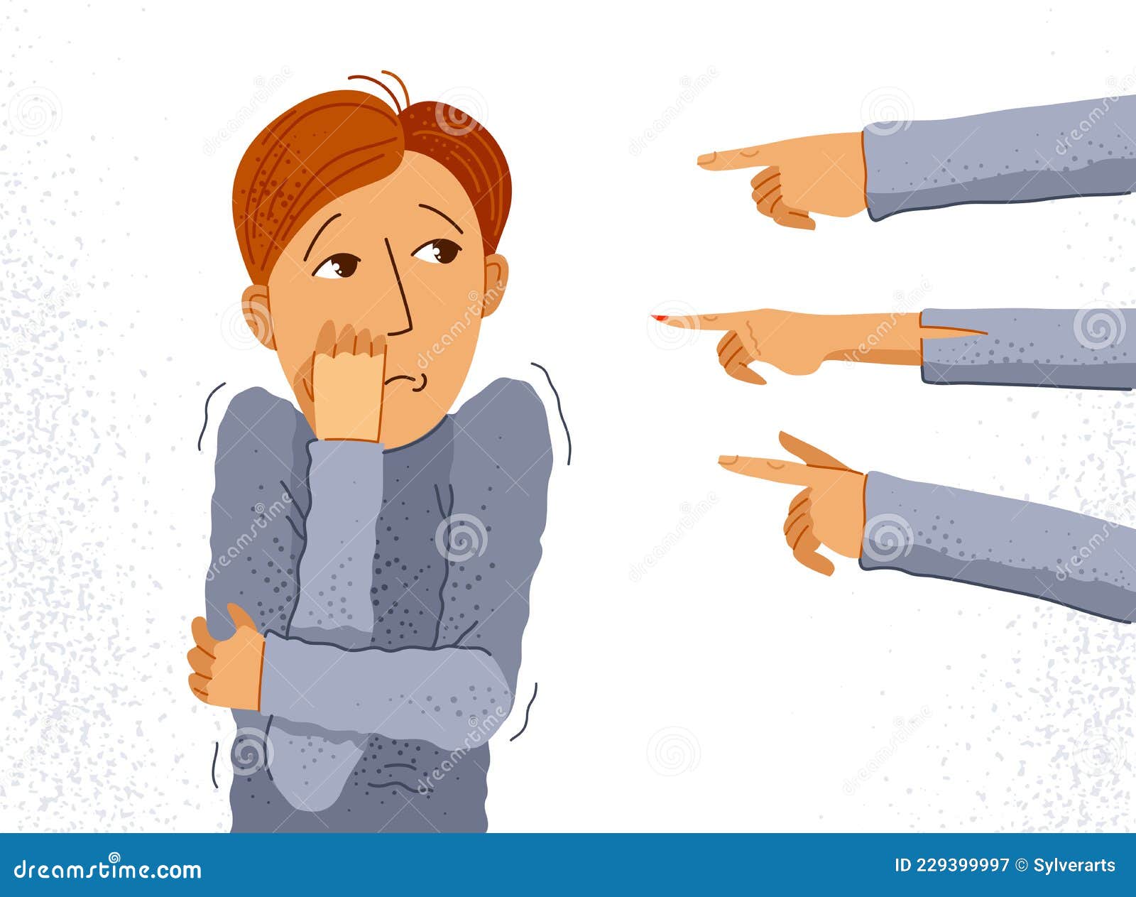 Blaming, Shaming Vector Illustration With Sad Woman Surrounded By Human