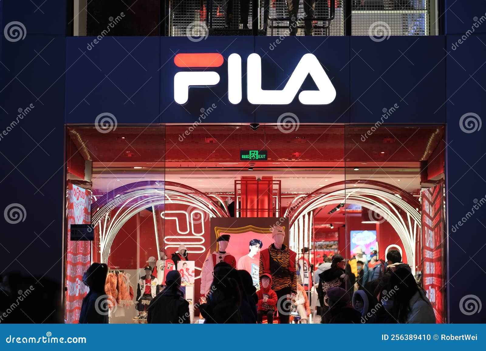 Facade of Fila Store Exterior and Brand Logo Editorial Image