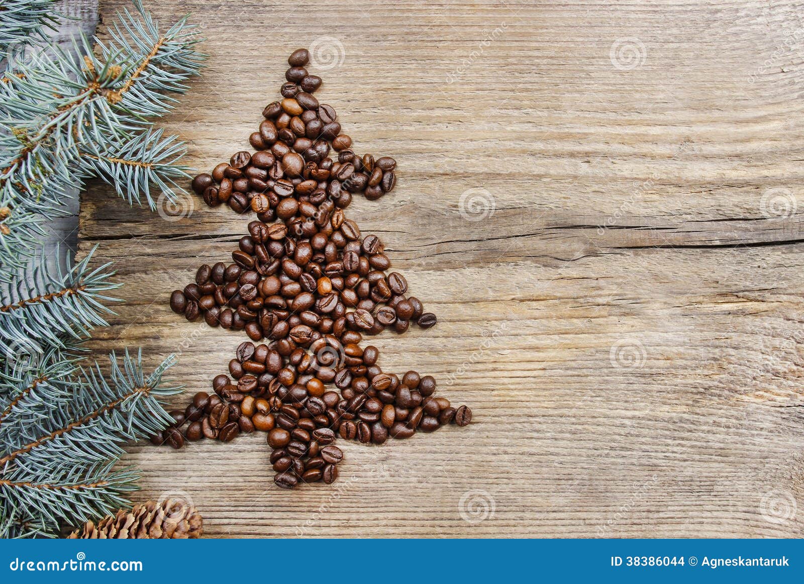 Shape of Christmas Tree Made of Coffee Beans Stock Photo - Image of