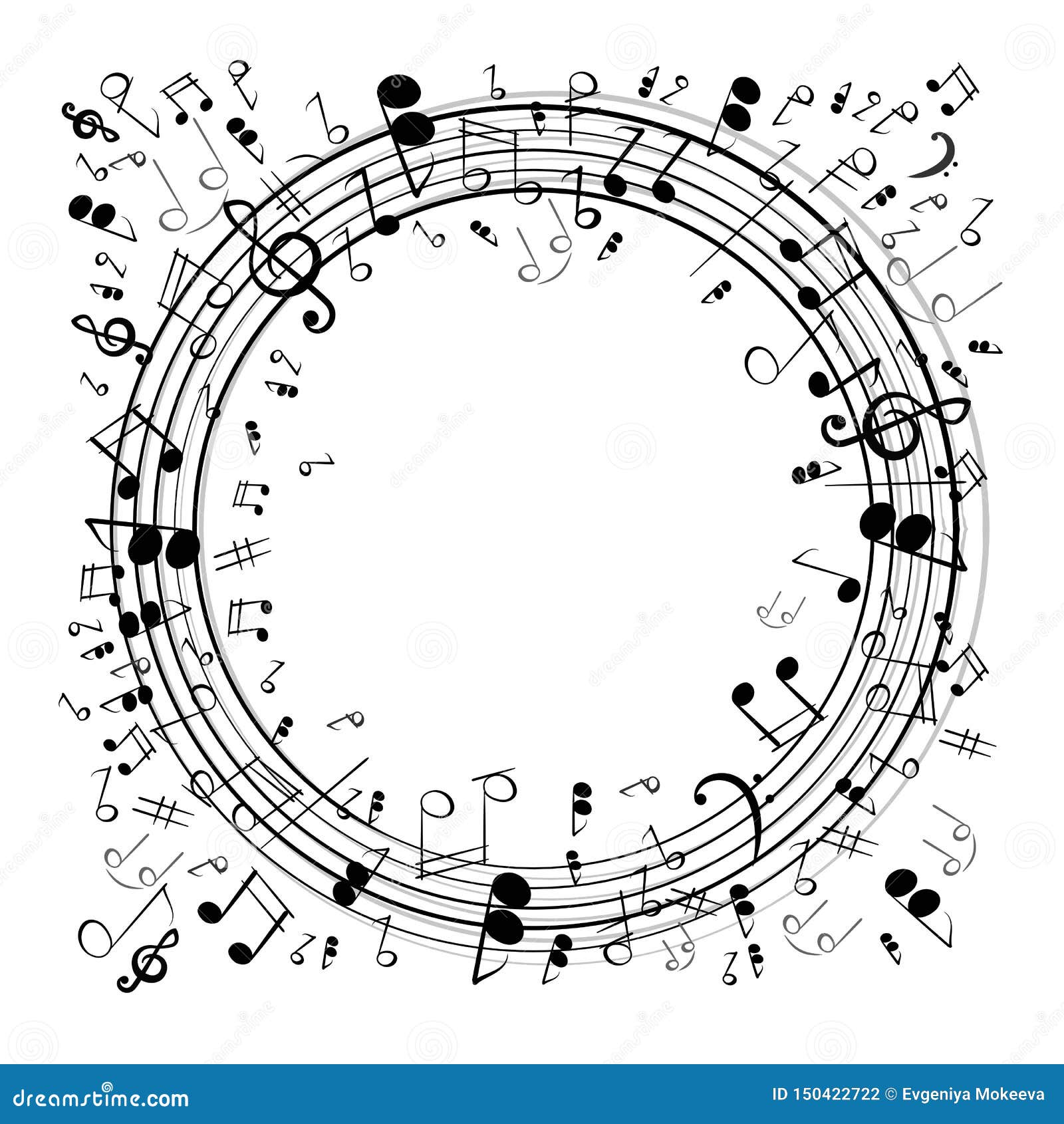 Shape of a Circle with Musical Notes Stock Illustration - Illustration