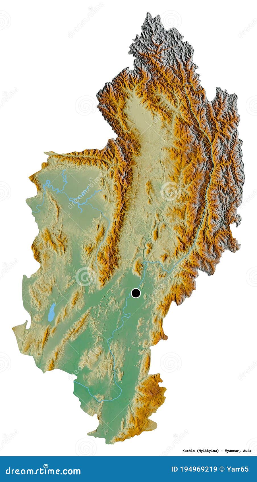 Kachin, State Of Myanmar, On White. Relief Stock Illustration Illustration of