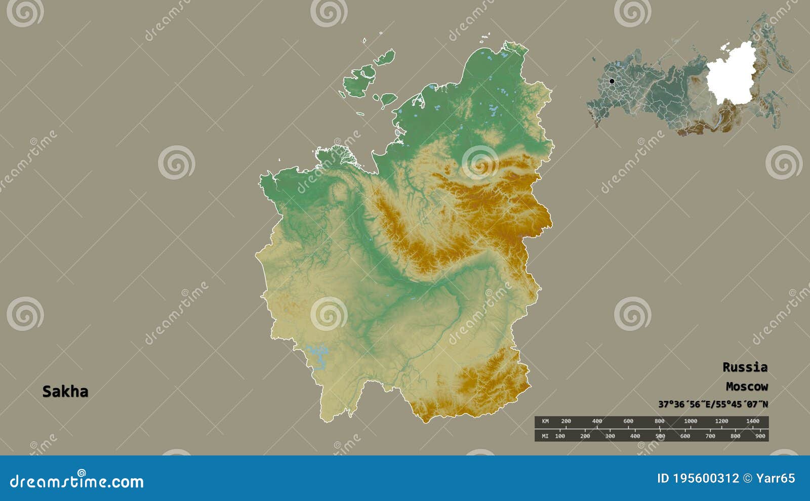 Sakha Republic Of Russia Zoomed Relief Stock Illustration Illustration Of Landscape Sakha 195600312