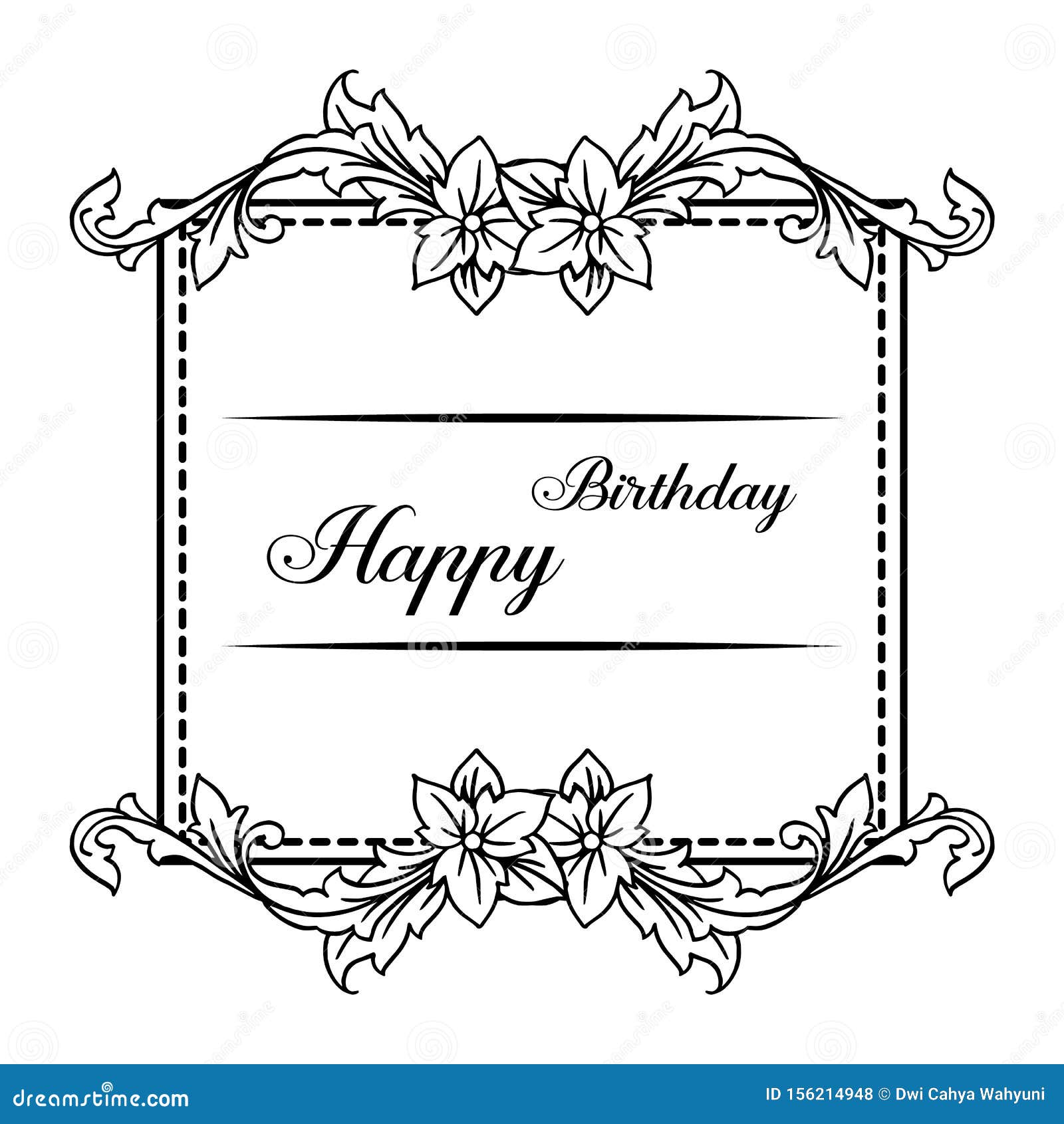 Shape Vintage Card, with Lettering of Happy Birthday, Design Elegant ...