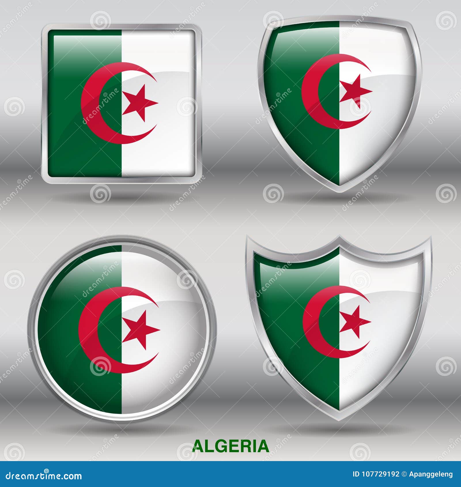 Download Algeria Flag In 4 Shapes Collection With Clipping Path ...