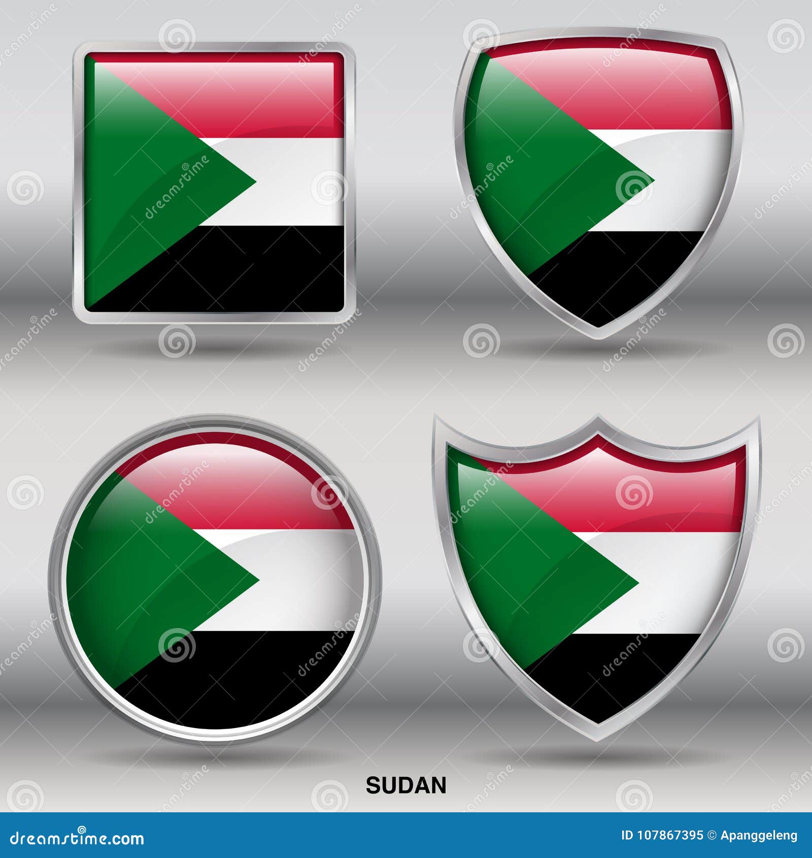 Download Sudan Flag In 4 Shapes Collection With Clipping Path Stock ...