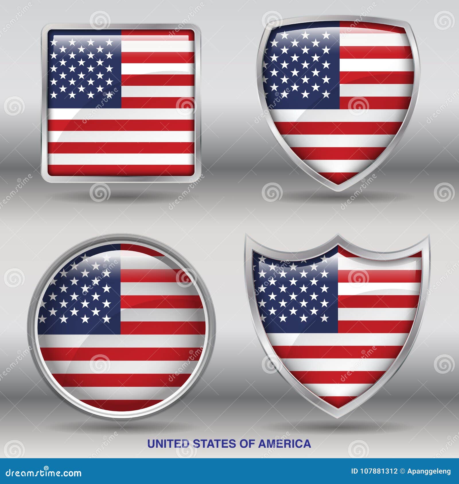 Download USA Flag In 4 Shapes Collection With Clipping Path Stock ...