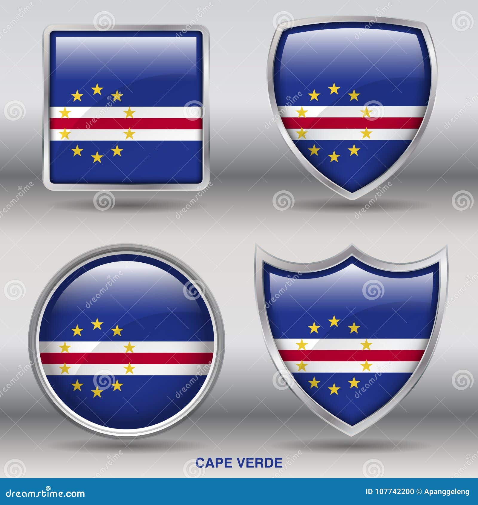 Download Cape Verde Flag In 4 Shapes Collection With Clipping Path ...