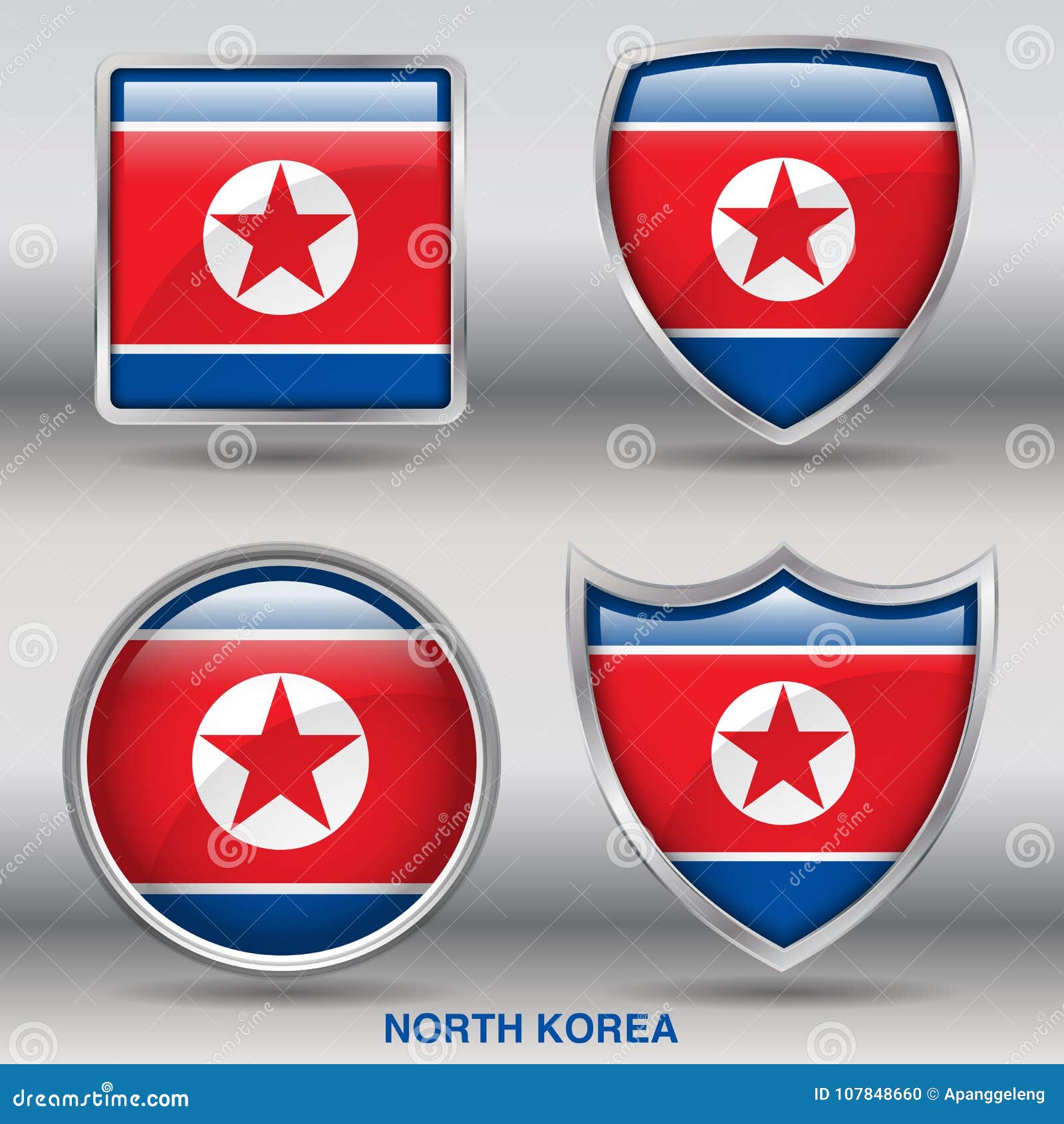 Download North Korea Flag In 4 Shapes Collection With Clipping Path ...