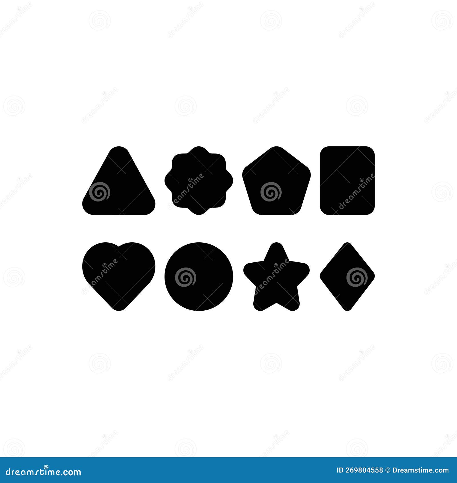 Black Solid Icon for Shapes, Size and Circle Stock Vector