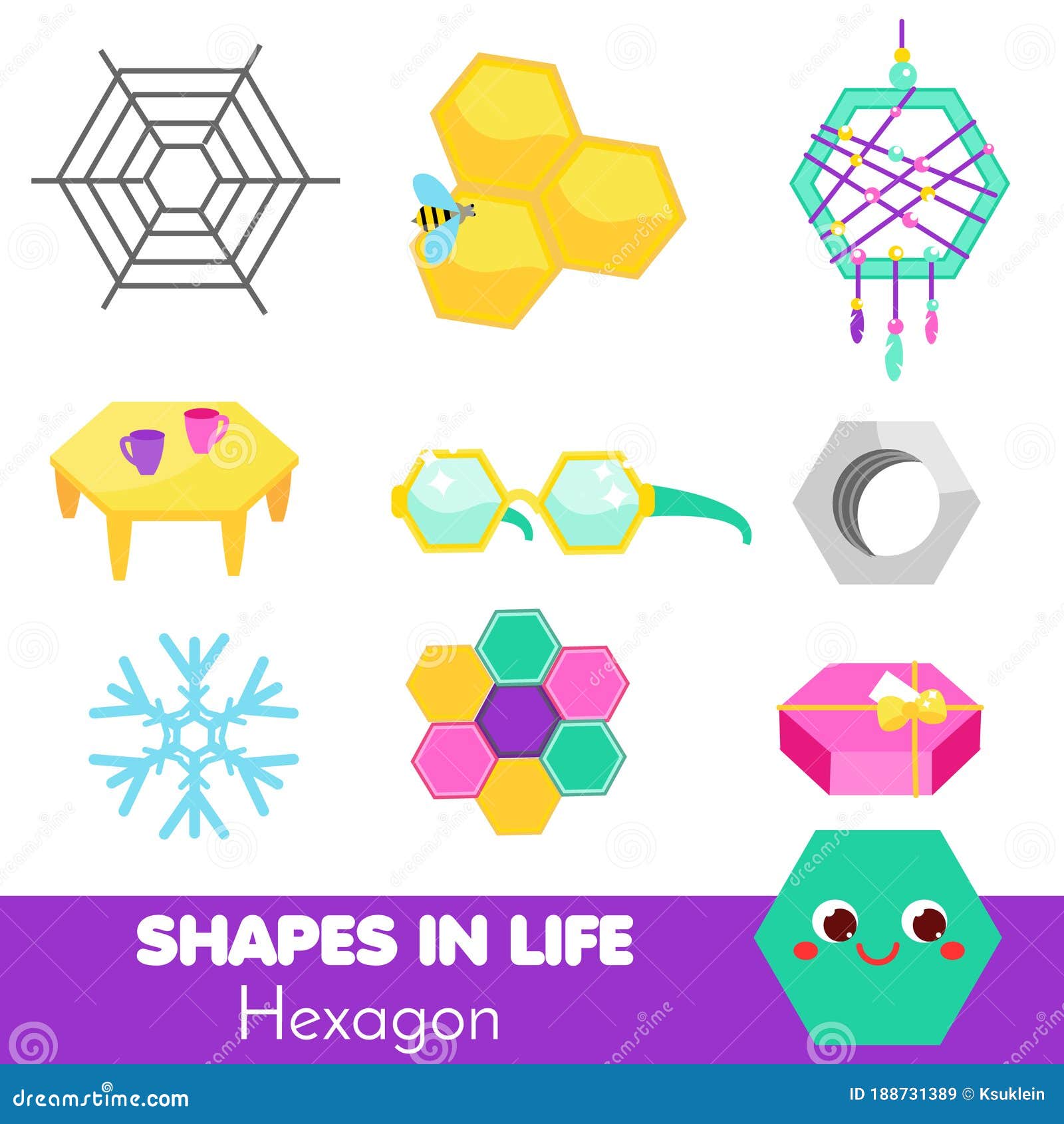 Shapes In Life Hexagon Learning Cards For Kids Educational