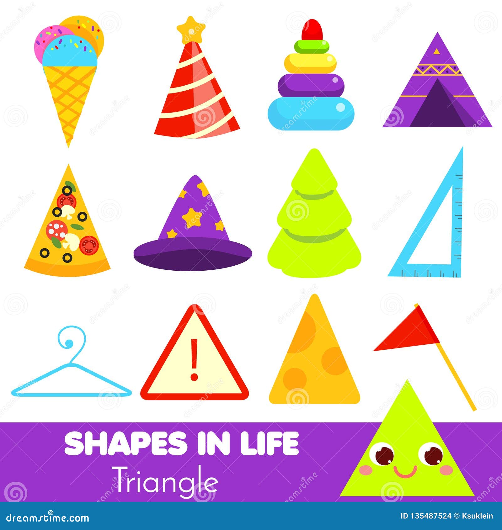 Shapes in Life. Triangle. Learning Cards for Kids. Educational ...