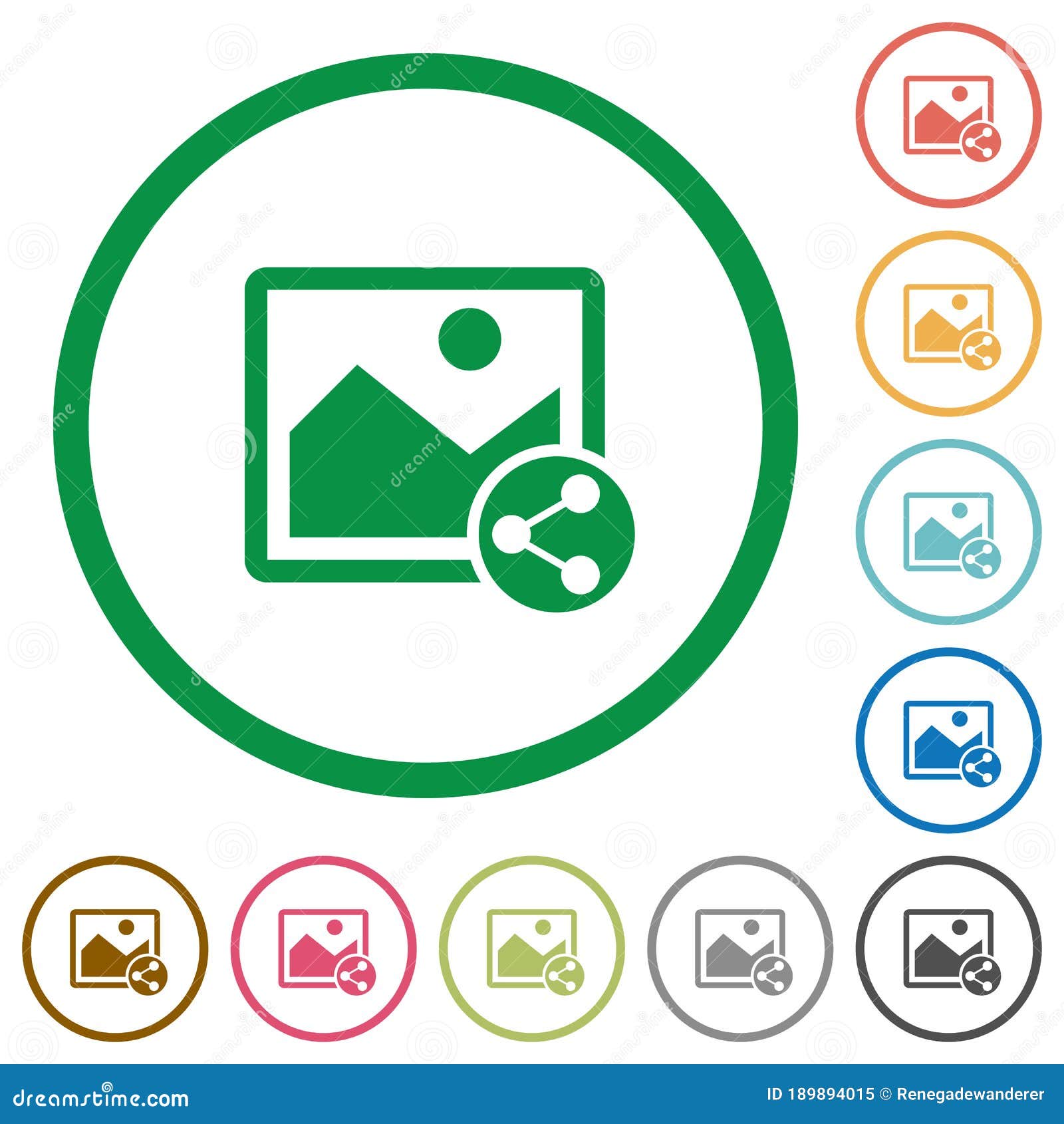 Share Image Flat Icons with Outlines Stock Vector - Illustration of