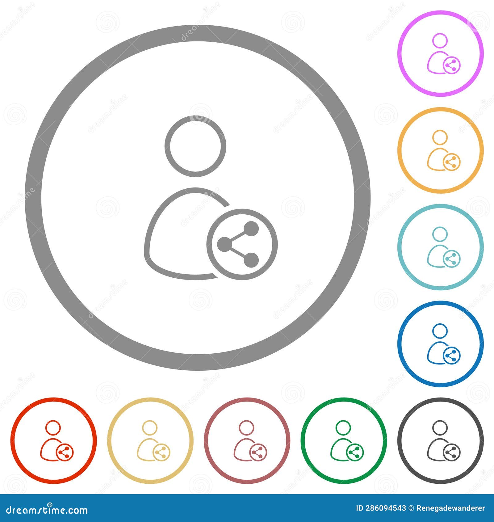share user data outline flat icons with outlines