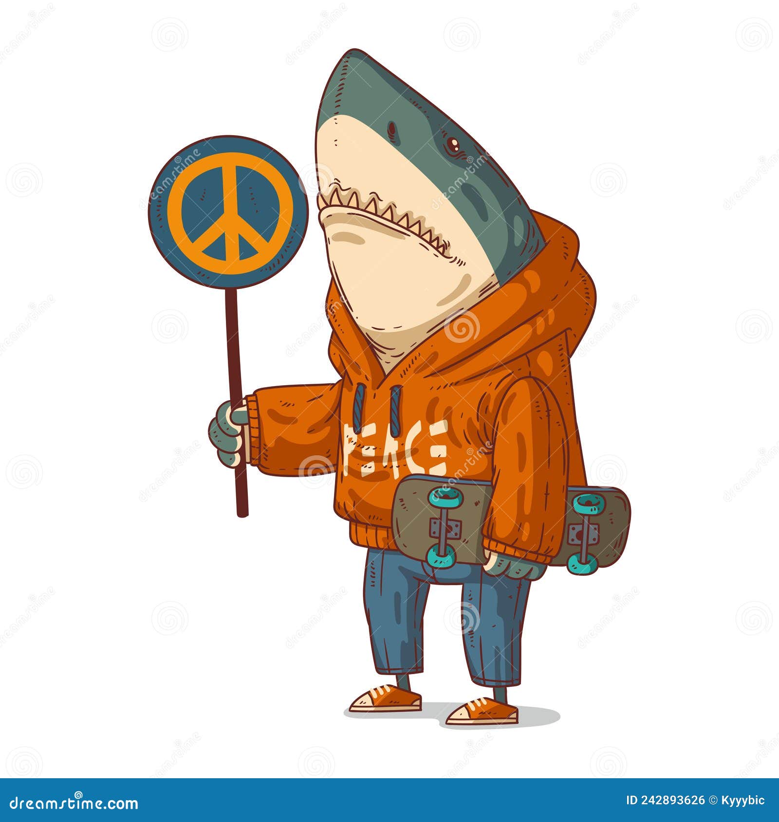a shark against war,   . antiwar concept.