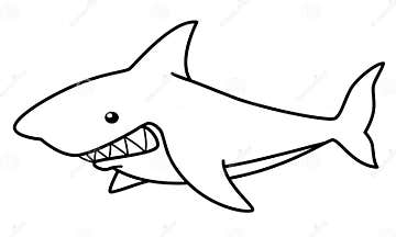 Shark, Black and White Cartoon Vector Illustration Stock Vector