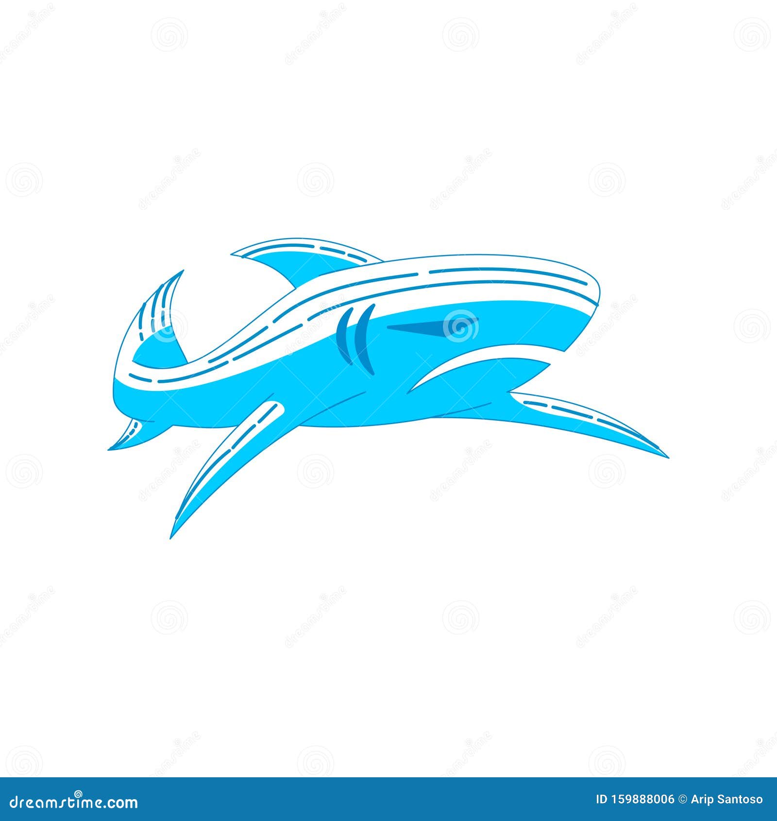 Shark Drawing Logo Design Vector Outline Concept Template Stock Vector ...