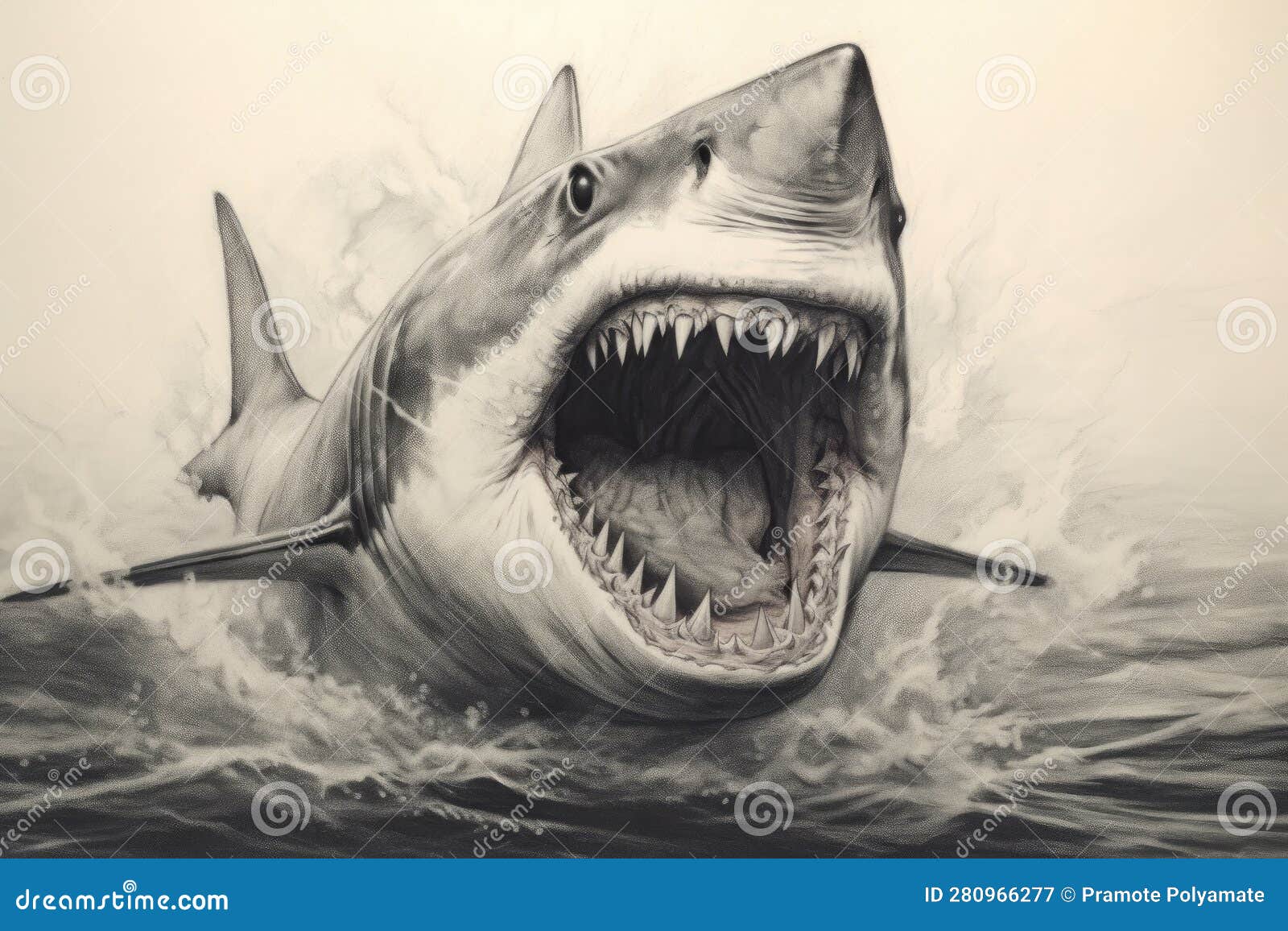 Shark Drawing On Paper Background. Stock Photo, Picture and Royalty Free  Image. Image 204680558.