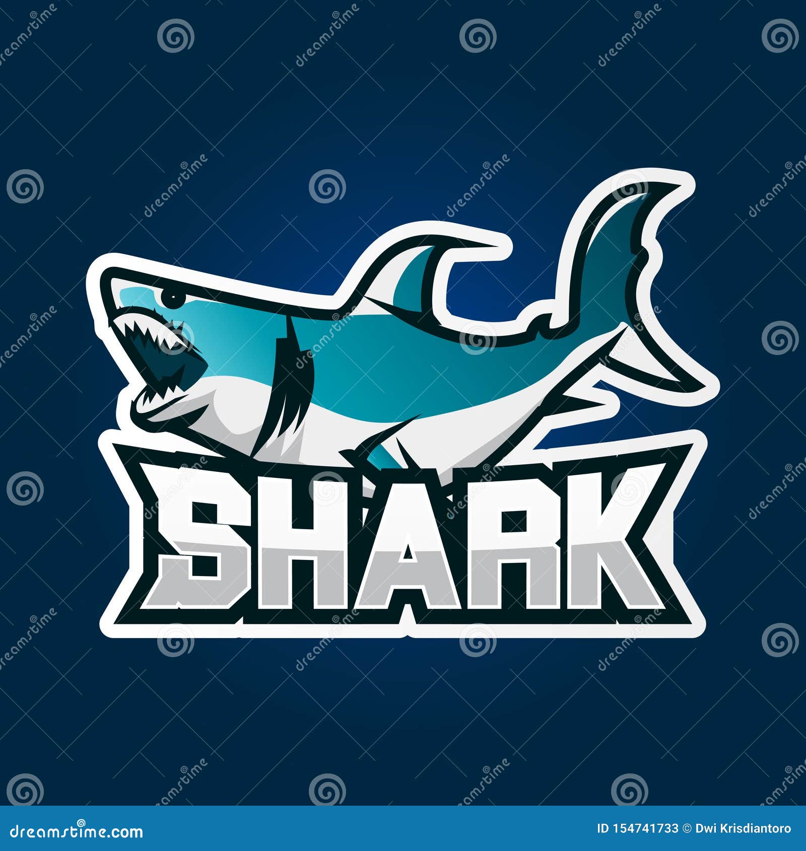 Shark Esport Logo for Gaming Stock Vector - Illustration of badge