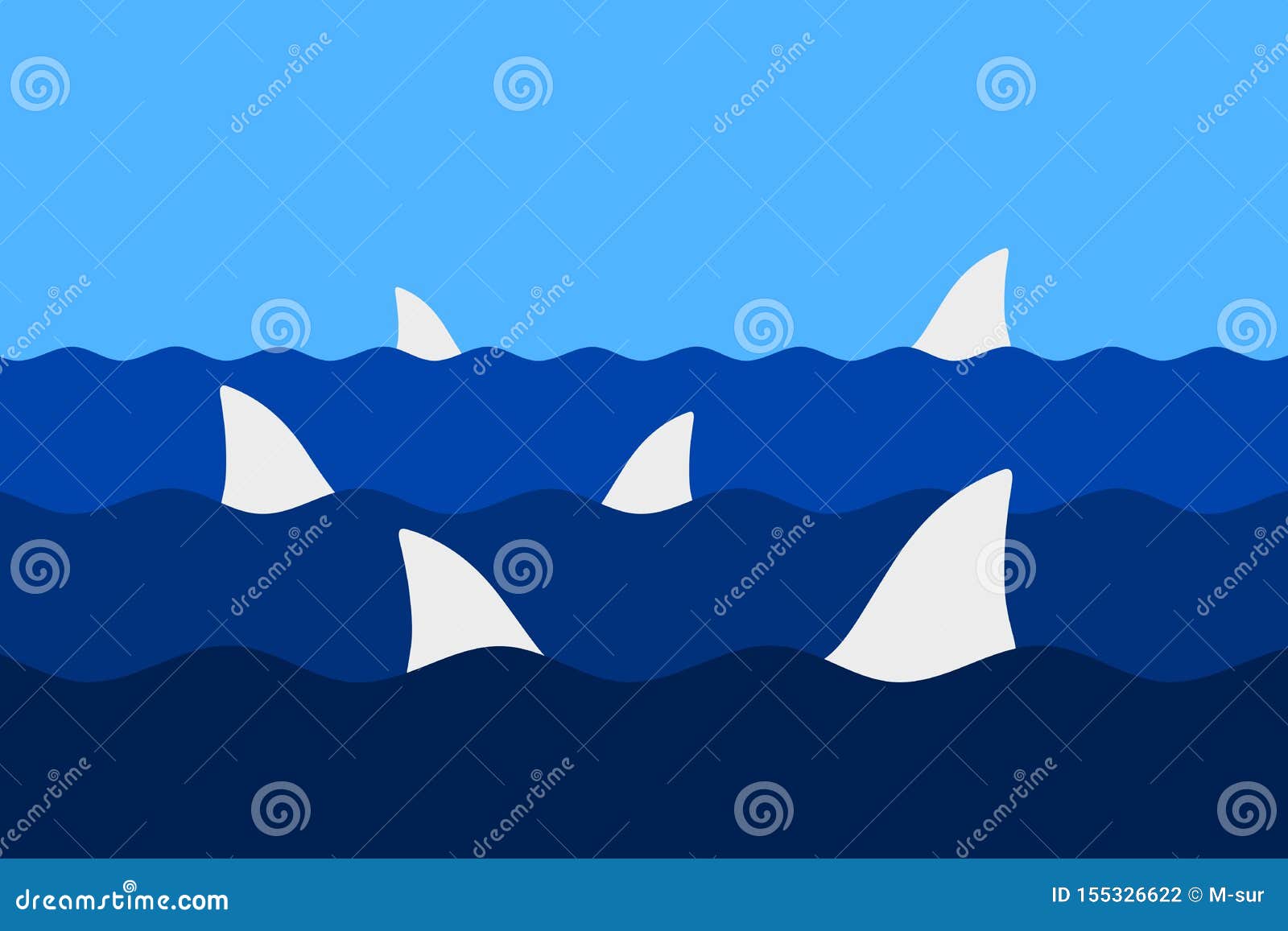 Download Shark fin in the water stock vector. Illustration of fish ...